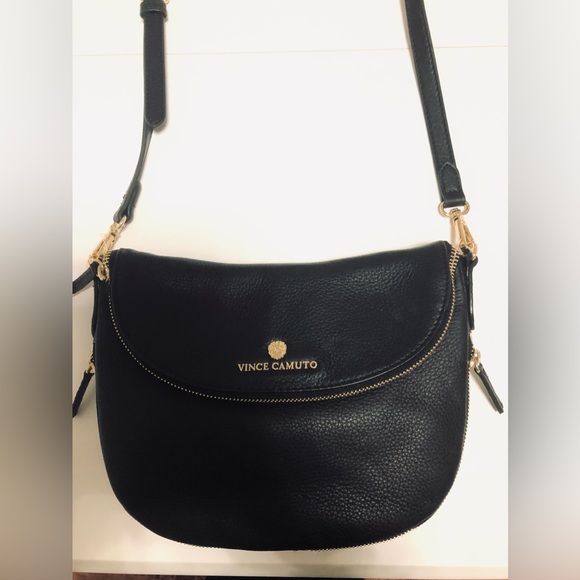 VINCE CAMUTO black leather crossbody purse. Only used ONCE! - Picture 2 of 16